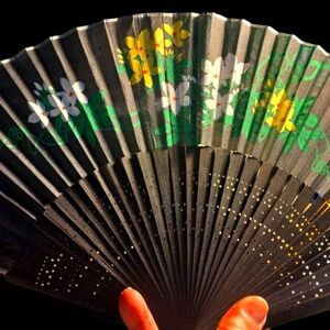 Ladies Hand Painted Bamboo And Silk Hand Fan